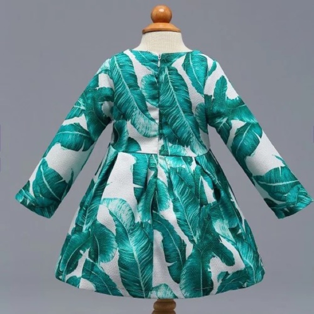 Luxury Floral 🍃 leaf cute dress with bag set - Picture 4 of 4